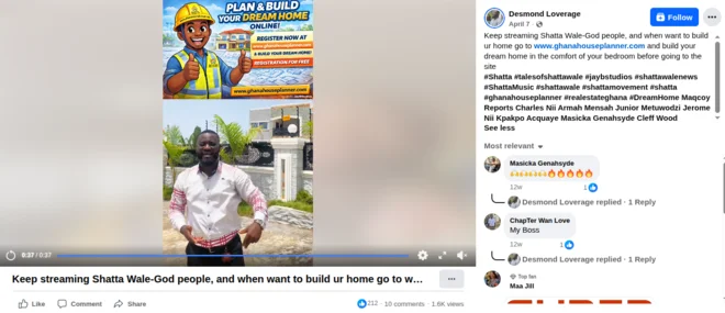 GhanaHousePlanner Facebook post published with Postlore