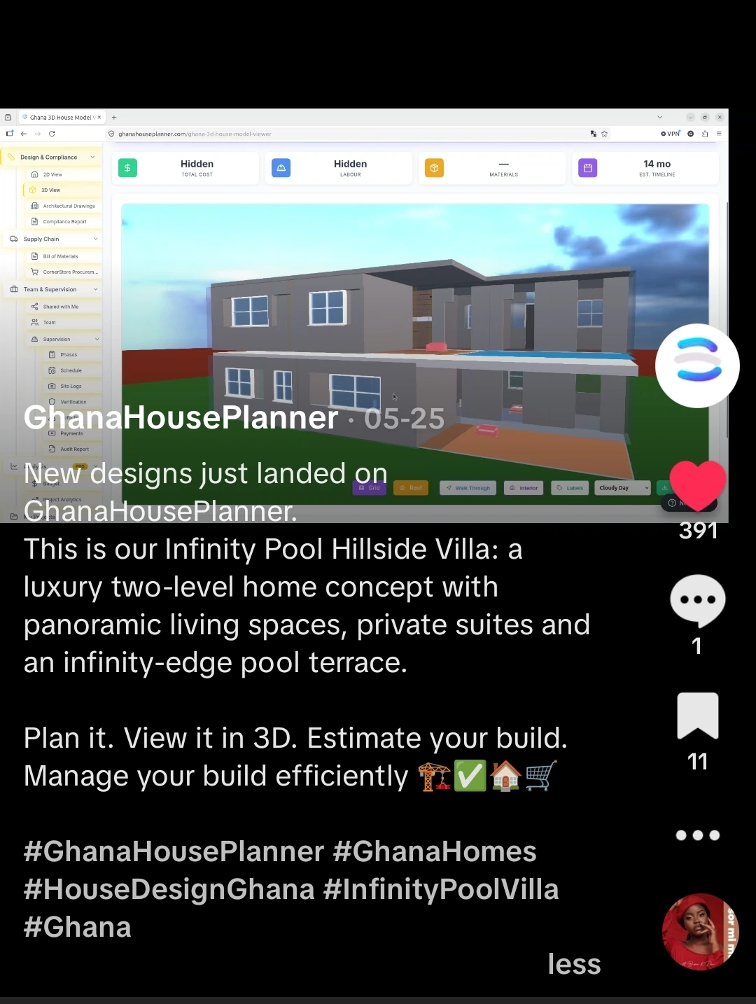 GhanaHousePlanner TikTok post published with Postlore